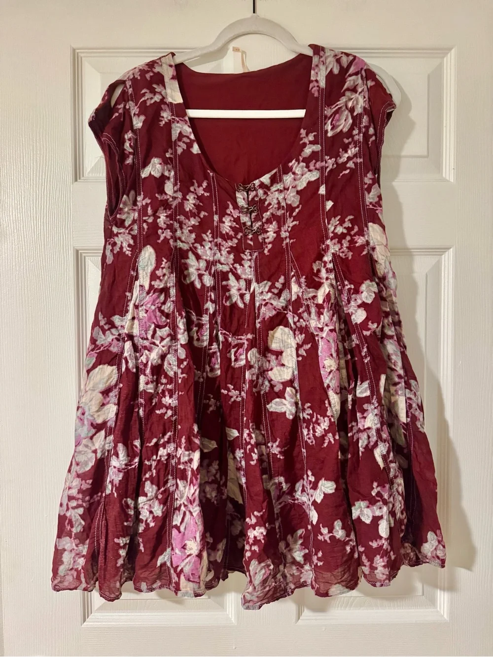 Free People Sully Dress Raisin Combo Floral Babydoll Mini Dress XS